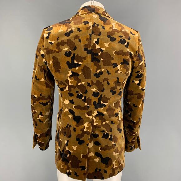 TOM FORD Size 38 Regular Brown Tan Camouflage Cotton Velvet Sport Coat - Picture 3 of 7